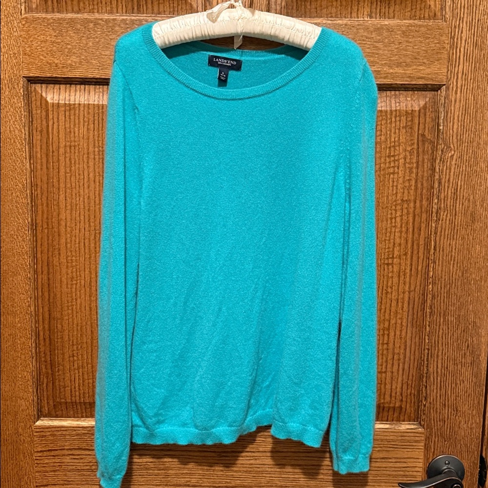 Lands' End Vibrant Blue Cashmere Sweater L